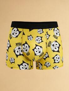 Felix The Cat X SHEIN Men's Comfortable Breathable Soft Cartoon Cat Print Boxer Briefs - Multicolor - View 3