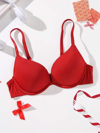 1件装女士纯色舒适钢圈文胸