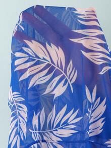 Swim Lushoire Women's Printed Swim Dress With Spaghetti Straps - Blue - View 5