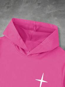 PAVTROS Bộ 2 áo hoodie và quần nỉ in chữ và hình mặt cho nam, thích hợp mặc trong nhà và ngoài trời, trang phục mùa thu - Màu Hồng Tươi - Xem 3