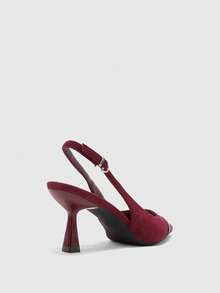 CUCCOO BIZCHIC Minimalist Solid Color Closed Toe Stiletto Heel Women Pumps - Burgundy - View 9