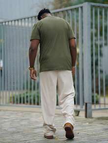 Heavens Edit Men's Summer Casual Letter Printed Round Neck Short Sleeve T-Shirt - Army Green - View 2