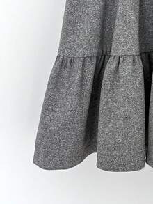 Genkimix Kids 女童復古甜美蝴蝶結泡泡袖灰色A字洋裝，夏季公主風生日開學女童服飾，兒童可愛女學生洋裝 - 灰色 - 查看 5