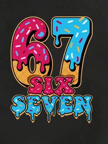 SHEIN 2pcs/Set Young BoyCasual Creative Digit 67 & Palm Print Round Neck Sweatshirt And Pants Cozy Fall & Winter Outfit