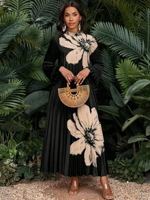 SHEIN Lady 大码女式休闲宽松长袖连衣裙 - 彩色 - 查看 4