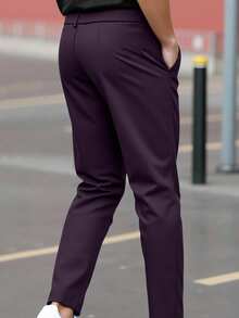 Manfinity Bizformal 男士西装裤，商务通勤时尚休闲裤，男士百搭正装裤，理想礼品之选 - 紫色 - 查看 3