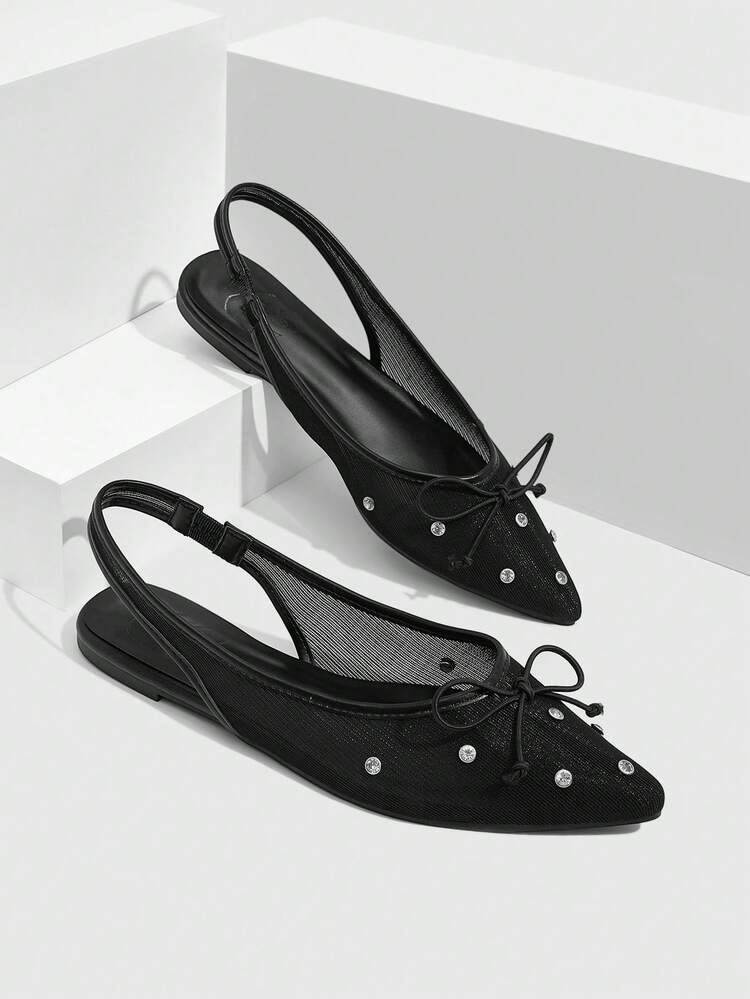 CUCCOO SZL Women's Pointed Toe Bow Decor Fashionable Flat Shoes For Christmas