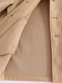 SHEIN Manteau parka à col montant en mélange de laine à manches longues pour garçons préadolescents, convient pour les déplacements, l'école, les loisirs, les voyages, les sports, l'automne/l'hiver - Nude - Voir 6