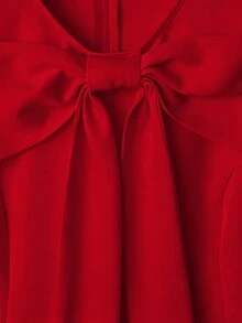 GlowEve CURVE Váy ngắn đi làm thanh lịch cỡ lớn có khóa kéo nơ - Màu Đỏ Sâu - Xem 5