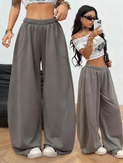 Sparklyn Tween Girls Loose Casual Basic Solid Color Design Chuns Pants, Suitable For Daily Commute, Leisure, Vacation, Gathering With Friends, Street Photography, All Seasons