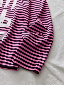 AXEPEAK Camiseta de manga larga de cuello redondo con estilo casual de calle y corte holgado a rayas, para hombres en primavera/otoño - Rosa - Ver 8