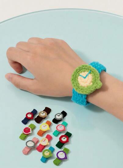 Joivida 1件手工编织羊毛迷你手表 - 创意情侣礼物手链（男女皆宜），适合圣诞节和情人节