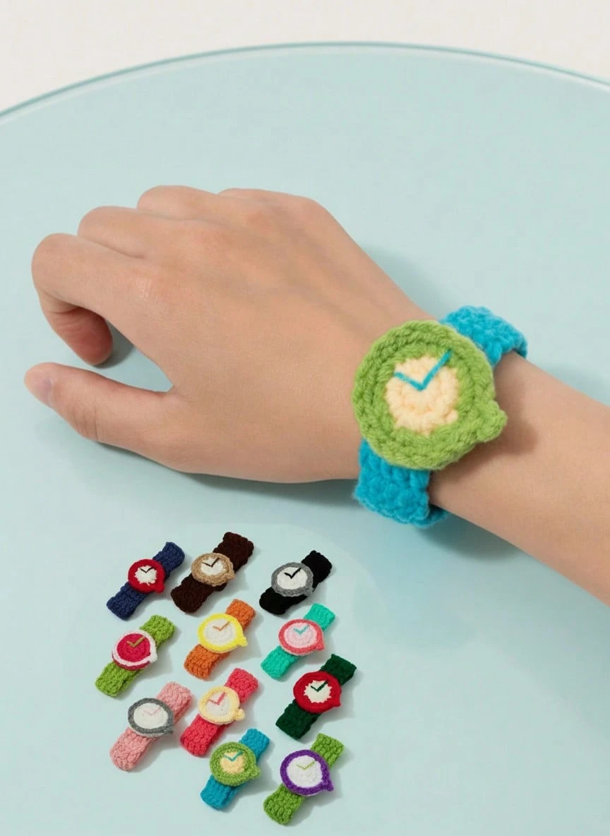 Joivida 1pc Handmade Knitted Woolen Mini Watches - Creative Gift Bracelets For Couples (Men & Women),Suitable For Christmas And Valentine's Day - Multicolor - View 1