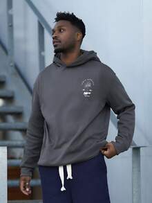 Heavens Edit 男士休闲椰子树印花抽绳连帽卫衣，街头风格，返校季，秋冬，Emo 风格，2000 年代风格 - 深灰色 - 查看 7