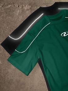 AXEPEAK 男士几何印花修身圆领短袖T恤 - 彩色 - 查看 3