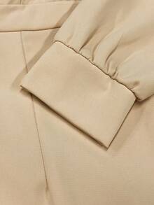 Franclia 女士V领翻领长袖连体裤，配金属扣，修身西装领长裤，适合秋季办公室通勤，百搭日常穿着，女士工作制服 - 杏色 - 查看 5