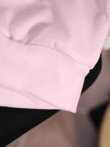 HARRY POTTER X SHEIN Bequemer Rundhals-Langarm Lässig Pullover für Herbst/Winter mit Cartoon-Figur & Hermione Granger Schriftzug, süßer rosa Kapuzenpullover für Frauen