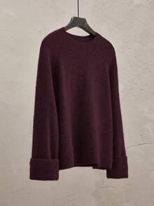 Franclia Plus Size Women Solid Color Round Neck Raglan Sleeve Sweater And Knitted Midi Skirt Casual Set