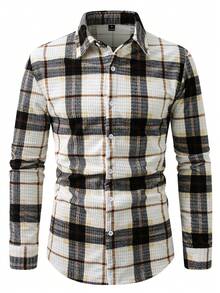 Manfinity Homme Men's Corduroy Plaid Long Sleeve Thick Collared Shirt Mens Plaid Shirt Mens Street Wear Shirt Mens Jacket Grunge Shirt Grunge Shirt Plaid Quilted Jacket Men Plaid Jacket Men Old Money,Daily Leisure, Weekend Trips, Outdoor Activities, Travel Expeditions, Relaxed Work Environments Or Semi-Formal Occasions, Boyfriend/Husband Gift, Anniversary /Birthday Gift Party Christmas New Years Wedding - Multicolor - View 4