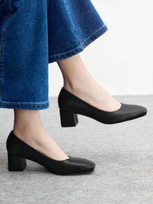 CUCCOO BIZCHIC Cuccoo 女士方头时尚日常通勤高跟鞋 - 黑色 - 查看 4