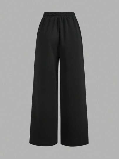 SHEIN EZwear قطعتان من بناطيل رياضية واسعة الساق بلون أحادي للنساء