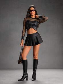 CUCCOO SZL Women's Fashion Versatile Commuting Chunky Heel Over-The-Knee Boots For Christmas - Black - View 2