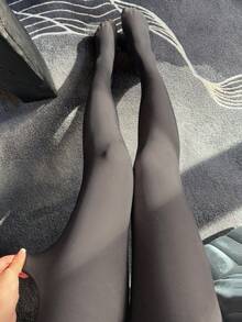 DAZY 女士修身纯色打底裤，秋冬季 - 灰色 - 查看 6