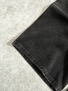 Manfinity EMRG Men's Casual Loose Fit Wide Leg Black Jeans Loose Wide Leg Print Black Street Hang Out Distressed Jeans For Punk Baggy Jeans With Design - Black - View 5