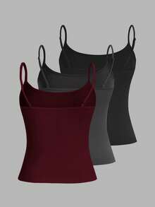 SHEIN EZwear 3pcs/Set Women's Sexy Cropped Camisole Tops, Suitable For Summer Beach - Multicolor - View 2