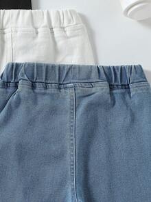 SHEIN Vintaside Kids 三件套高品质平价基础款牛仔打底裤，专为女孩设计。时尚简约，百搭实用。三种颜色可选，方便搭配。新品上市，适合所有季节。基础休闲日常百搭，弹力舒适，修身剪裁。三条牛仔裤套装，专为年轻女孩打造。 - 彩色 - 查看 4
