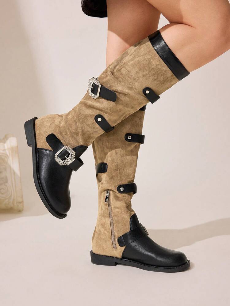 CUCCOO CHICEST Women's Retro Over-The-Knee Boots, Round Toe Slim Fit Tall Riding Boots For Christmas