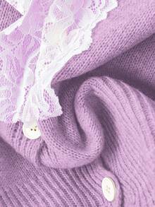 Resyla Fashionable Blogger-Inspired Lace-Up Loose Knit Cardigan, Chic European Style - Lilac Purple - View 7