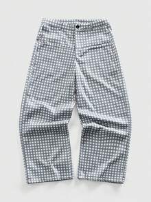 ROMWE MEN Street Life 男士格子休闲直筒裤，街头风与学院风，秋冬款 - 彩色 - 查看 1