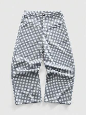 Street Life Men's Plaid Casual Straight-Leg Pants, Street Style & College Vibe, Autumn/Winter