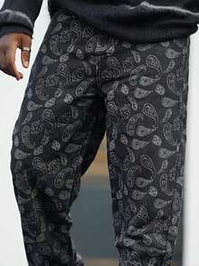 Heavens Edit 男士佩斯利印花直筒牛仔裤，Grunge - 黑色 - 查看 5