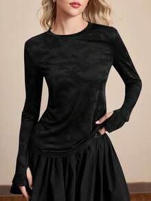 Cheerettes Camo Print Wrap Cut Out Back Sports Tee