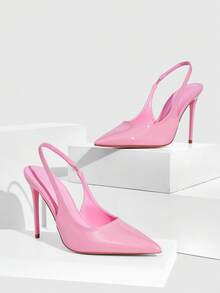 CUCCOO SZL Women's Pointed Toe Shiny Elegant Versatile High Heels For Christmas Valentine's Day - Pink - View 3