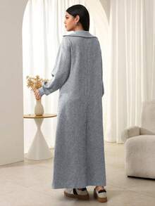 Seusyu Vestido holgado y suelto con textura y forro térmico para mujer, otoño/invierno - Gris - Ver 5