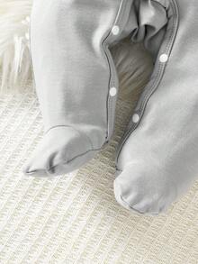 Newborn Baby Cotton Pajamas-3 Piece Pajama New Born 2026 Footed Sleepsuit Set Dinosaur Car Print Long Sleeve Round Neck Snap Closure Full Length Footed Pants One Piece Pajamas Pastel Gray Peach Olive Four Seasons Holiday 2026 Must Have Gift - Multicolor - View 6