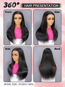 TrueHD 直发层次剪裁，无需胶水即可佩戴，6x4预剪高清蕾丝闭合，180%密度，16-24英寸，预漂白，细小发结，时尚假发，100%真人发，预拔毛，自然发际线，日常佩戴，丝滑柔顺，适合女性，情人节真人发蕾丝假发，自然无胶假发，浪漫约会之选。 - SNatural - 查看 4