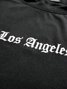 StoneGrade Men's Casual Letter Graphic Round Neck Short Sleeve T-Shirt, Summer T Shirt Los Angeles - Black - View 8