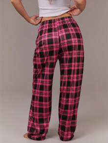 Athîral 女士格子睡裤，休闲时尚，适合日常穿着，秋冬季节皆宜。 - 珊瑚粉 - 查看 2