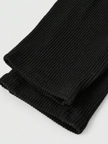 SHEIN 少女休闲日常简约针织抓绒高领长袖修身纯黑色连体裤，秋冬款 - 黑色 - 查看 8