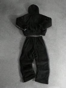 PAVTROS Bộ áo nỉ trùm đầu tay dài ấm áp chắp vá màu tương phản dành cho nam, mùa đông - Nhiều màu - Xem 2