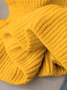 Maglia a maniche lunghe lavorata a maglia, abiti per bambini in stile coreano, maglione corto con balze alla moda e vestibilità aderente, adatto per autunno/inverno - Giallo - Visualizzare 8