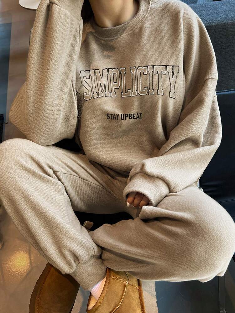 Women's Loose Fit Sweatshirt And Sweatpants Two Pieces Set Lounge Sets For Women