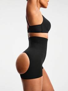 SHAPORA 女式純色簡約日常美體下著 - 黑色 - 查看 3