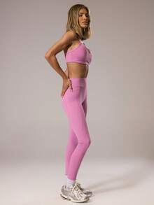 Musera Sport Bộ đồ thể thao nữ gồm áo và quần legging lưng chéo, thích hợp cho tập gym, yoga, pilates, mặc hàng ngày. - Màu tím hoa cà - Xem 3