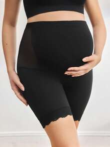 BloomMama 孕妇纯色网纱撞色蕾丝无缝塑身短裤