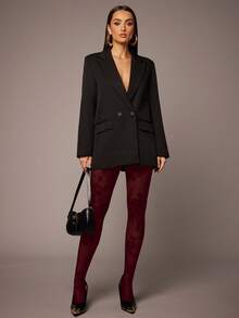 Silquee 女士高腰植绒打底裤，时尚性感下装，秋冬季紧身打底裤，适合休闲、约会、外出、夜店派对、圣诞节、节日庆典等场合。 - 酒紅色 - 查看 3